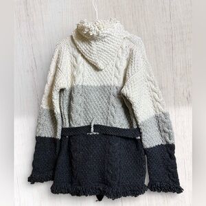 Wool Sweater Jacket Sisandina Hooded Handmade Ecuador size small